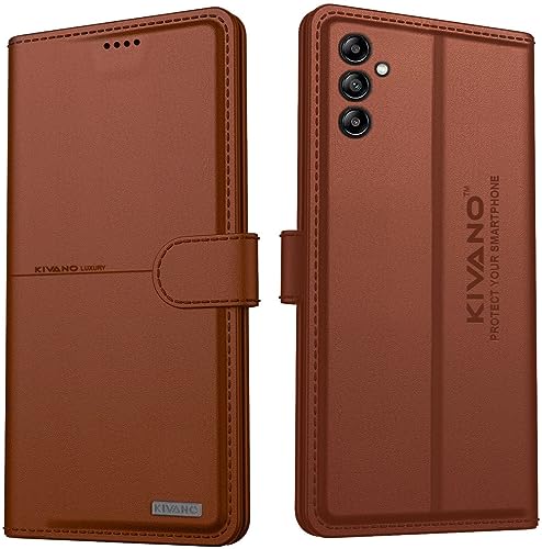 Image of Compatible with Samsung Galaxy A04s Flip Cover | Leather Finish | Inside Pockets & Inbuilt Stand | Shockproof Wallet Style Magnetic Closure Back Cover Case