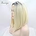 xiweiya Short Blonde White Bob 613# Wig with Dark Root Synthetic Lace Front Wigs Middle Part Wig Soft Wig Hair Replacement Wig for Women, Drag Queen Makeup 14 inch