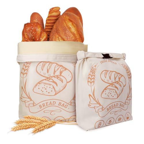 2 Pack Beeswax Bread Bags with Zipper, XL(13x17in) Sourdough Bread Storage for Homemade, Freezer...