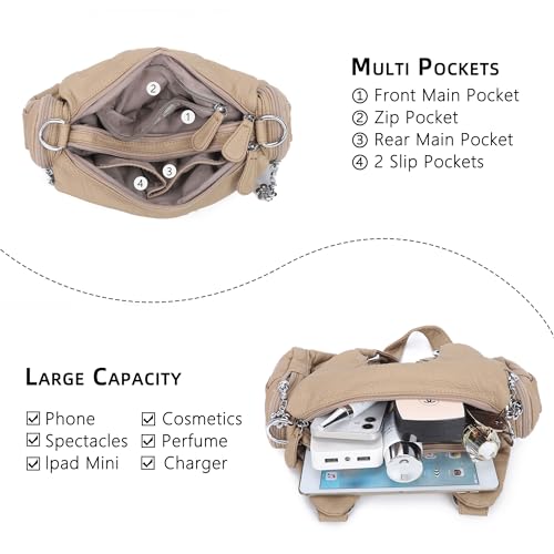 Angel Kiss Purses for Women Small Hobo Shoulder Bags Vagen Leather Multi-Pocket Tote Bag with Zipper3