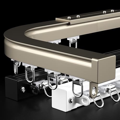 シングル/ダブルカーテンレール天井取り付け/壁取り付け。窓や間仕切りカーテン用の頑丈なアルミ製カーテンレール(長さ:61〜600cm)(B2,450cm/177.17in)