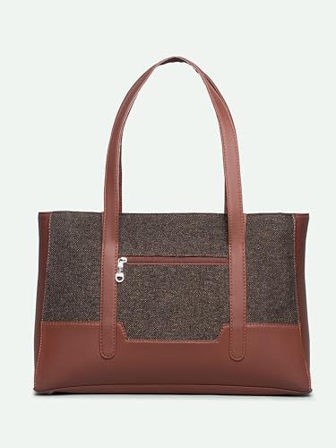 Image of ZOUK Handcrafted Vegan Leather Travel Tote Bag for Women with Multiple Compartments | Spacious Water-Resistant Shoulder Bag for Travel, Vacation, Day Trips |