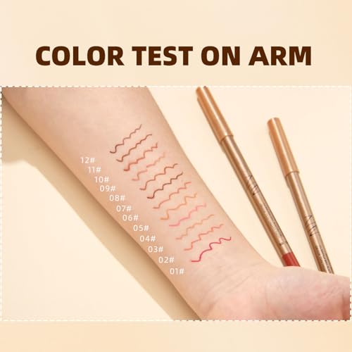 Lipliner Set, Hochpigmentierter Lippenkonturenstift, 0,8 GX12 Stück Lipliner Set Wischfest Langlebig Hochpigmentiert Tragbarer Lippen Make up Stift für den Täglichen Gebrauch