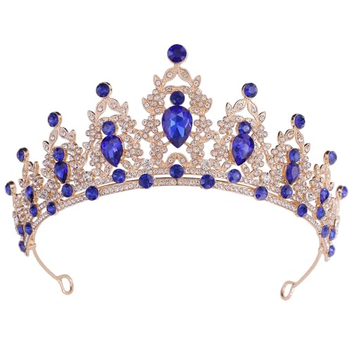 Blau Strasssteine Mädchen Kristall Tiara Hochzeit Braut Frauen Prinzessin Stirnband Krone...