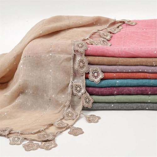 Flower Tassel Cotton Hijab Muslim Women Viscose Shawl Scarf Sequin Pashmina Wrap Scarves Glitter Hijabs2