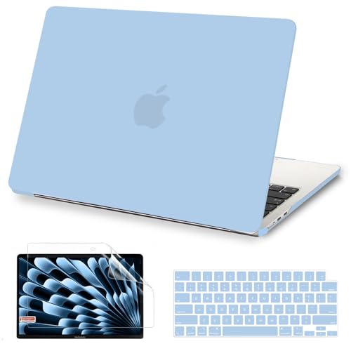 Image of AKIT Matte Case for MacBook Air 15 Inch M5 M4 M3 M2 2026-2023, Air Blue | A3448 A3241 A3114 A2941, Solid Color Design, Ultra-Thin, Protective Hard Shell, Anti-Scratches&Fingerprints, Easy Take On