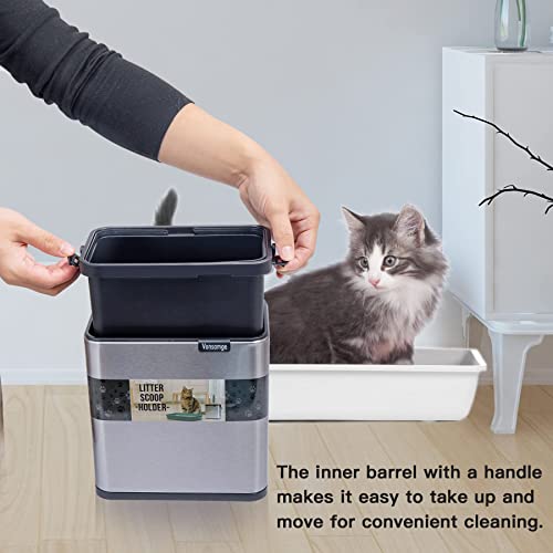 Vonsamge Universal Cat Litter Scoop Holder, Stainless Steel Small Trash Can. #TOP4