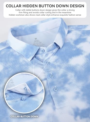 Image of Alex Vando Mens Golf Shirts Short Sleeve Breeze Quick-Dry Print Polo Shirt