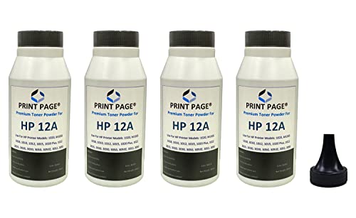 Image of Ultra Dark Toner Powder for Use in 12A, 15A, 49A, 53A, 55A, 28A, 26A, 05A, 280A, 79A, 16A, 11A, 51A, 64A, FX9, 103, 703, 903 (Pack of 4)