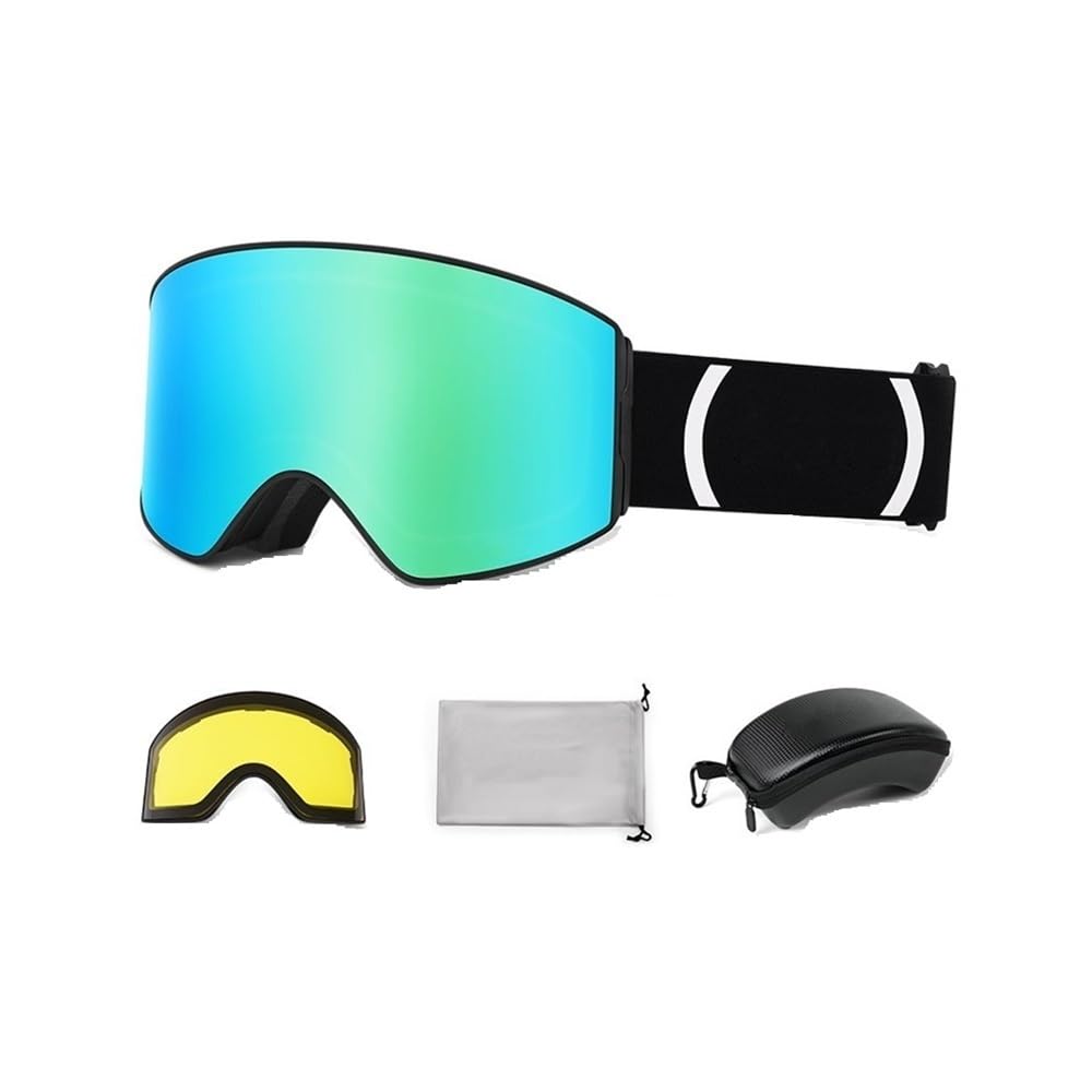 Occhiali Moto Occhiali da Snowboard Occhiali da Sci Protezione UV400 Occhiali da Sci Antiappannamento Magnetico Professionale per Uomo Donna Lente A Cambio Rapido(10)