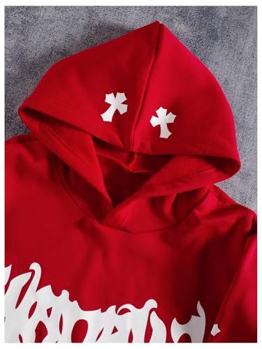 Men's Skull Graphic Hoodies Long Sleeve Hooded Sweatshirt Goth Y2k Hoodies Pullover Streetwear4