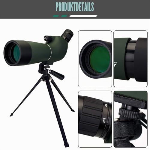 Svbony SV28 20-60x60 Spektiv Sportschützen, HD BAK4 Prisma FMC, Spektive mit Stativ Handy Adapter Tragetasche, Wasserdicht für Zielschießen, Naturbeobachtungen, Reisen, Vogelbeobachtung, Wildtiere