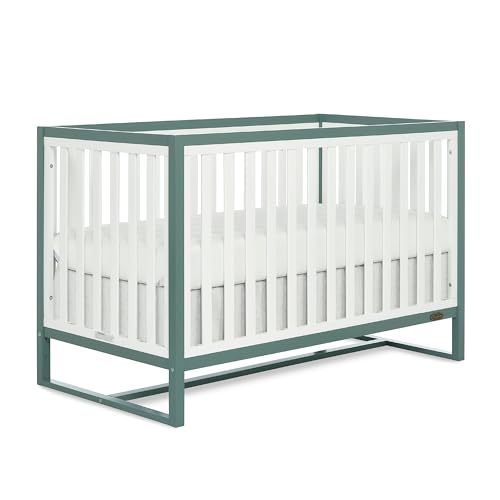 Image of Dream On Me Arlo 5-in-1 Convertible Full-Size Baby Crib in Jungle Green, GreenGuard Gold & BSA, Converts to Toddler, Day & Full-Size Bed, 3 Mattress Heights, Non-Toxic Finish, Sustainable Pinewood