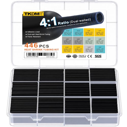 TKDMR 446 Pcs Heat Shrink Tubing Kit - 4:1 Ratio Adhesive Lined,…