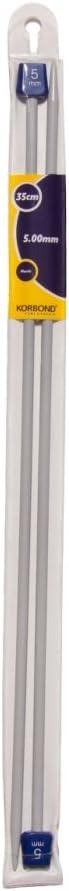 Korbond 180007 Single Point Knitting Needle Pair-5.00mm x 35cm – Plastic – Durable, Lightweight, Designed for Comfort-Ideal for A Multitude of Patterns and Projects-Jumpers, Socks, Blankets