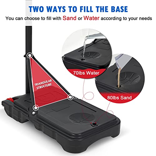 Outspurge Kids Adjustable Basketball Hoop Portable 5.5Ft-8.2Ft 5 Height Levels Basketball Goals With 2 Wheels &Large Shatterproof Backboard Nylon Net For Youth,Boys, Girls, Teens Outdoor Use #TOP4