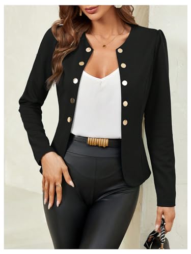 GORGLITTER Women's Button Down Long Sleeve Blazer Work Office Business Blazer Jackets Outerwear4