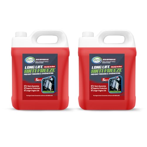 JOVS Antifreeze Engine Coolant Red 10L (2X5L) All-Year Protection for Your Vehicle from Freezing and Overheating - Suitable for All Cars Frost Prevention Trusted Formula for Peak Engine Performance.