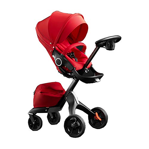 BBYRTC Carrito Bebe Carro Bebe Carrito De Carro para Bebé Paraguas Alto Paisaje Todo Marco Negro Alta Capacidad Cesta De Almacenamiento (Color : Red)