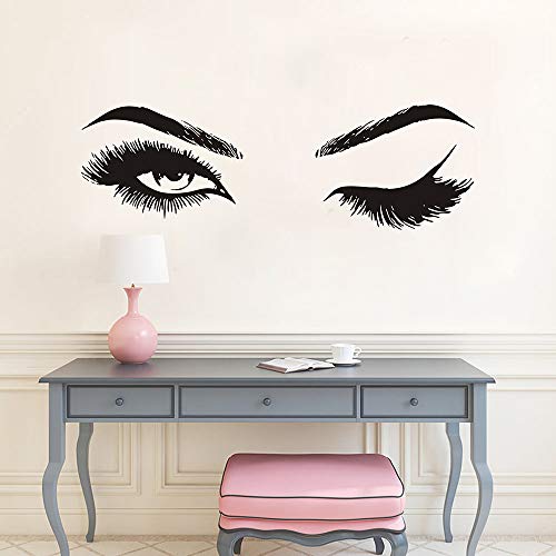 Eyes Wall Decal Fashion Eyelash Wall Sticker Women Beauty Quote Sticker For Bedroom Decoration Ws75 (Black) #TOP1