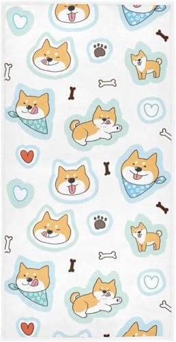 フェイスタオル バスタオル 綿 速乾 薄手 柴犬 ハート いぬ 犬 かわいい 可愛い 大判 タオル 部屋干し 柔らかく 肌に優しい 四季通用 家庭用 ホテル 業務用