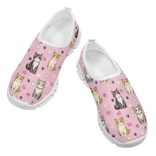 Cat Shoes for Girls Size 12.5 Pink Kids Slip On Shoes Sneakers Lightweight Pre-School Girls Gym Running Shoes Cute Shoes for Girls 10-12