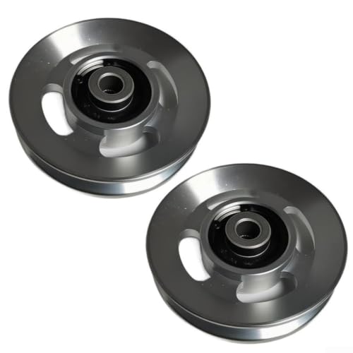 Lot de 2 poulies de fitness en aluminium massif avec roulements en métal silencieux pour équipement d'entraînement à la maison, salle de sport, finition argentée, 90 mm (60 x 15)