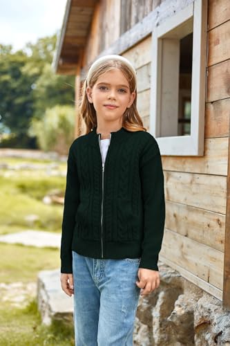 Image of GRACE KARIN Girls Knit Cardigan Sweater Zip Long Sleeve Kids School Uniform Fall Jacket Size 6-14