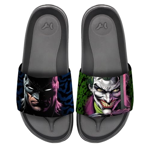 Popfunk Batman Joker Face to Face Unisex Adult Slides Adjustable Flip Flop Sandals Officially Licensed Hypd Slydr Switch™