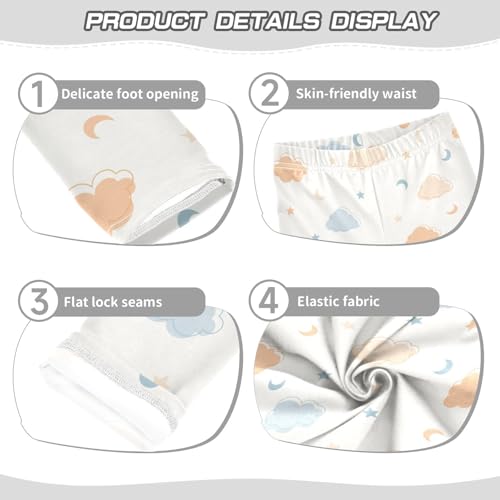 Clouds Sun Moon Stars Girls Leggings,Workout Leggings for Girls Toddler Athletic Leggings Size for 3-10T3