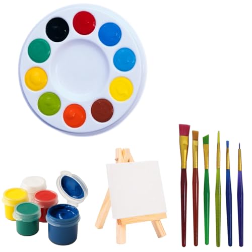 Kit Completo de Pintura - Paleta Godê + Pincel + Tela com Cavalete + Tintas Guache (Kit Completo de Pintura)