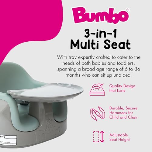 Image of Bumbo 2 Pack 3-in-1 Multi-Seat for 6 to 36 Months, Travel Baby Feeding & Play Floor Seat, All-in-One Portable Booster with Tray & Toddler High Chair, Breige /Agave
