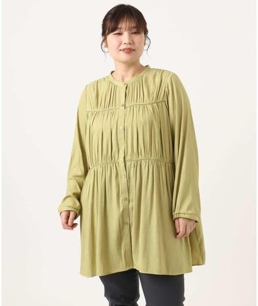 [エウルキューブ] 大きいサイズ サテンギャザーチュニック