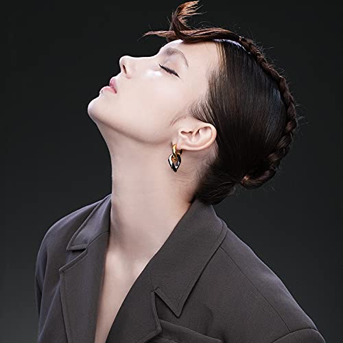 Sloong 14k Gold Plated Chunky Earring Cuban Link Chain Circle Square Hoop Earrings Paperclip Link Chain Jewelry Drop Dangle Earrings set for Women Adult2