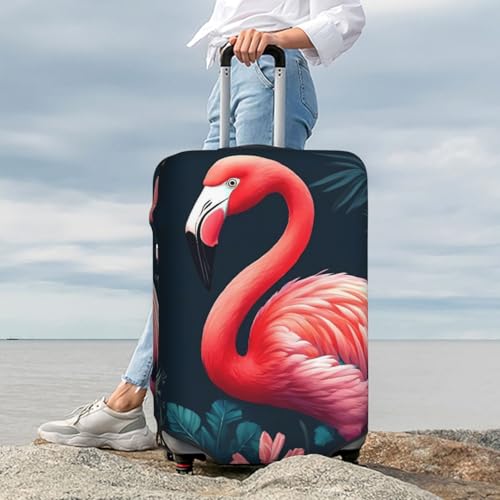 Colorful Floral Flamingo Print Luggage Covers Suitcase Protector Fit 18-32 Inch Luggage-Large2