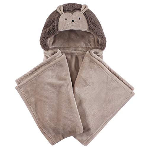 Image of Hudson Baby Unisex Baby and Toddler Hooded Animal Face Plush Blanket, Hedgehog, One Size