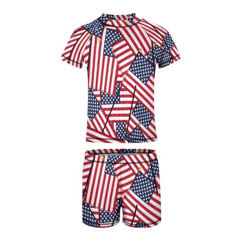 Mini American FlagsChildren's Swimsuits Boys Two Piece Suit10-12Y（150cm）2