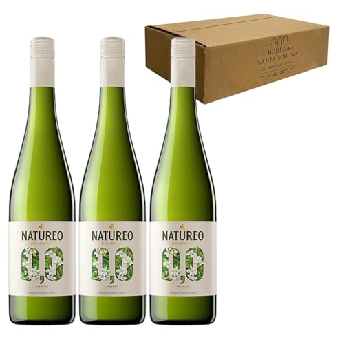 Natureo Blanco 0,0 | Vino Blanco Sin Alcohol | Fresco y Cítrico con Notas Florales | Ideal para Pescados y Ensaladas | Alternativa Saludable con Menos de 0,0% Alcohol | Pack 3 Botellas 75cl