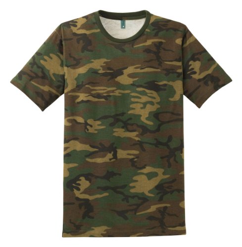 District Made Men's Perfect Weight Camo Crew T-Shirt,Large,Military Camo