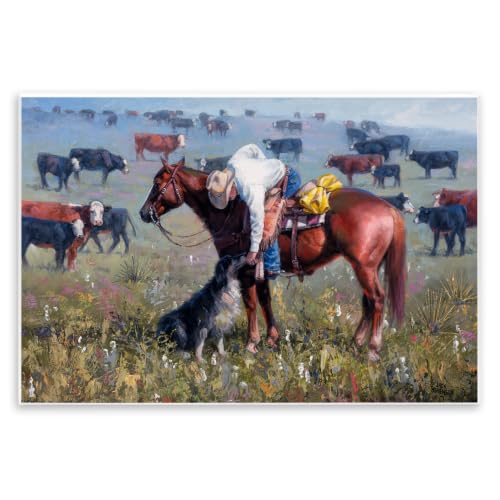 Cowboy Petting Farm Dog, 10 x 15 Inch Mounted Print on Wall Plaque