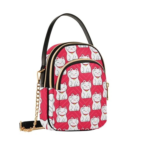 Cell Phone Purse Maneki-neko Cute Lucky Cat Crossbody Handbag Durable Shoulder Bag Sturdy Travel Pouch Compact Chic Bag for Women Everyday Use New Year Gift