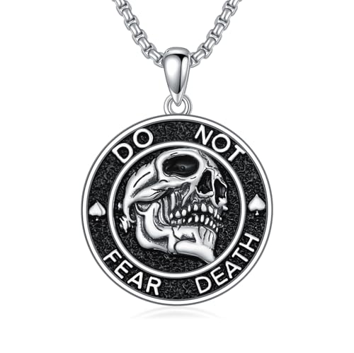 Collier tête de mort argent 925 pendentif Memento Mori bijoux homme femme