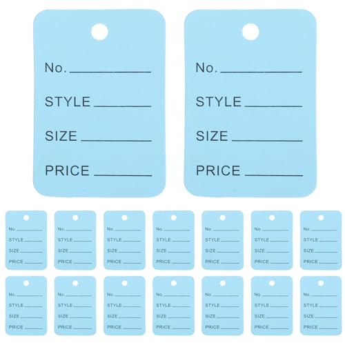 Etiquetas de precio para venta minorista en papel azul preimpreso con orificio