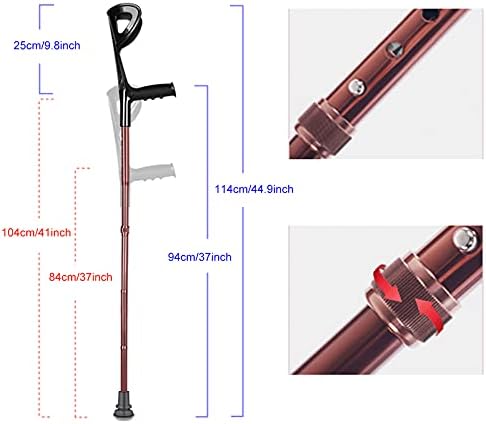 ZAPION Folding Forearm Crutch, Portable Height Adjustable Walking Stick with Comfy Handle for Seniors Disabled Elderly, Rose Gold