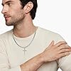 Esrael Silver Cross Necklace for Men Cross Chain Neckalce Mens Silver Chain Necklaces 5mm Cuabn Link Chains with Cross Pendant for Men Jewelry Gifts for Him 20inch #2