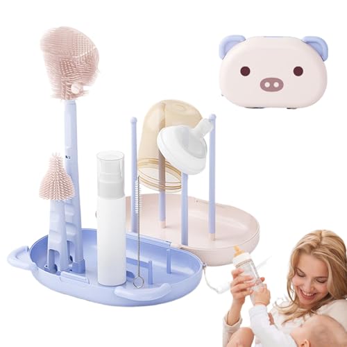 Brosse à biberon de lait, kit de brosse à téton multifonctionnel, nettoyeur de suceur creux, poils doux, poignée ergonomique, 3 pièces, outil de lavage portable pour bouteilles, tasses, utilisation