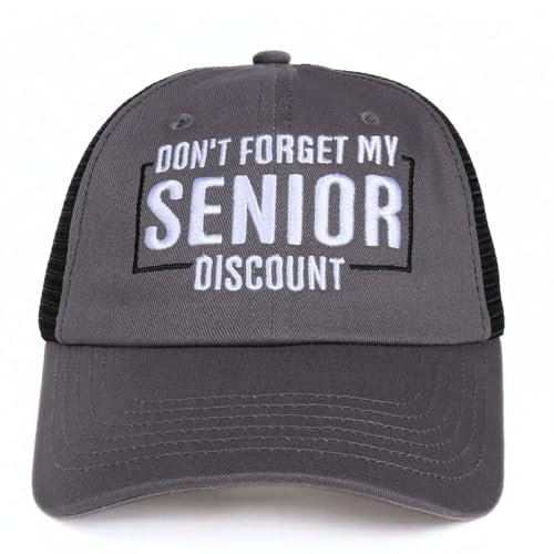 InnoBeta Senior Citizen Gifts Cap for Men, Funny Adjustable Embroidered Hat Gifts for Old People, Grey