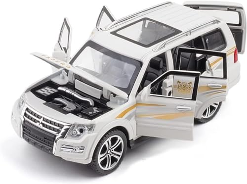 Image of 1:32 Scale Mitsubishi Pajero Metal Diecast Car for Kids, Unisex, 3 Years and Up, Black, Openable Doors, Sound, Light Effects, Pullback Function