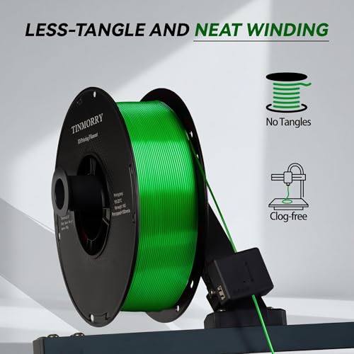 Image of PLA Filament 1.75mm, TINMORRY 3D Printer Filament, 1kg (2.2lbs), Compatible with Bambu FDM 3D Printer, Silk Green