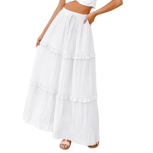 Flowy Long Skirt for Women Summer Elegant High-Waisted Dress A-Line Skirt Cocktail Wedding Guest Flared Beach Dresses